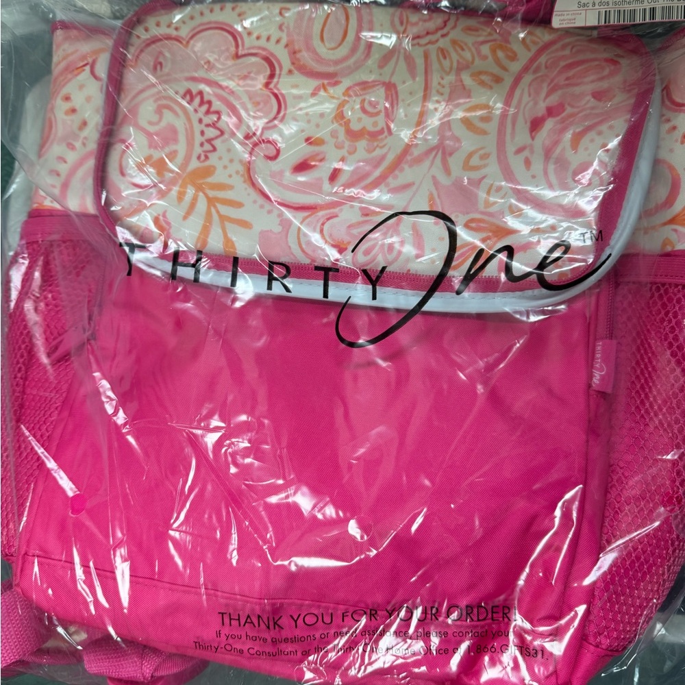 Thirty-One Pink Paisley Out The Door Thermal Backpack